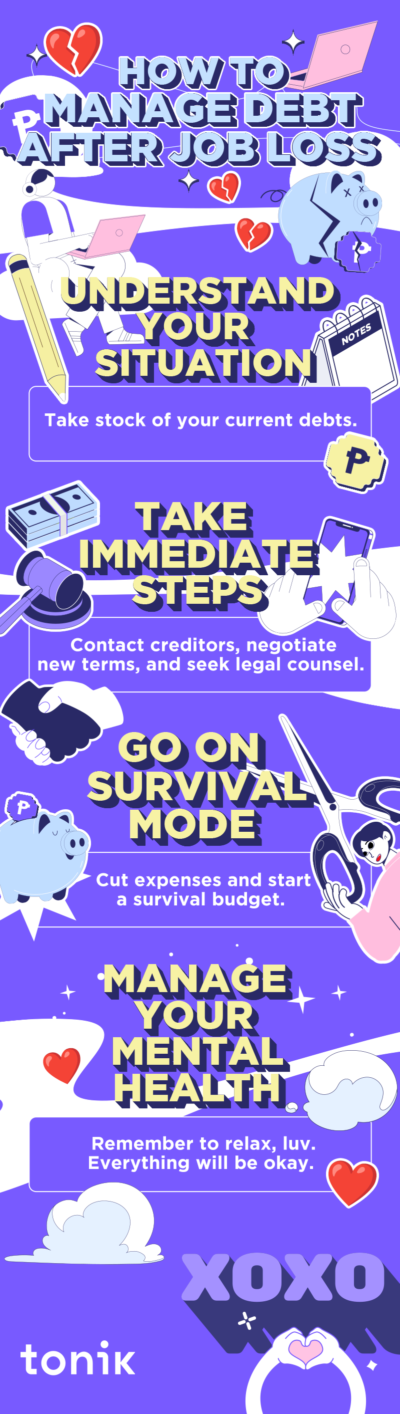 infographic on how to manage debt after job loss
