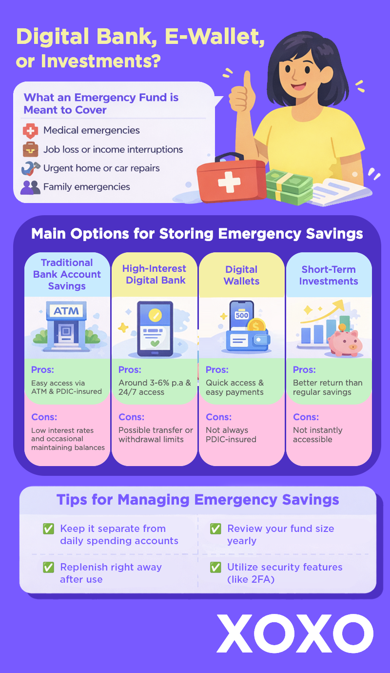 Infographic about Emergency Fund: Where to Keep Your Savings Safe, Liquid, and Earning
