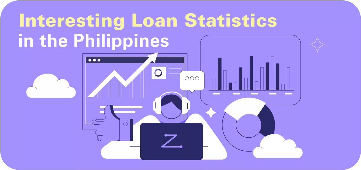 man thinking while looking up at charts representing loan statistics in the Philippines]
